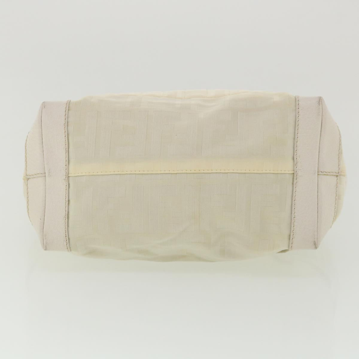 FENDI Zucca Canvas Hand Bag Nylon Leather White rd3994