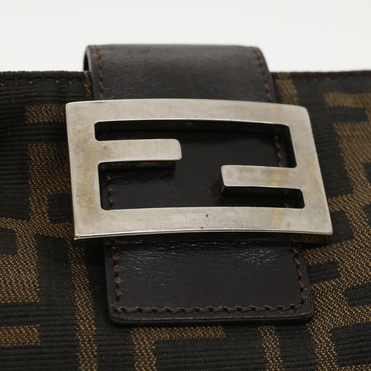 FENDI Zucca Canvas Shoulder Bag Brown Black rd4161
