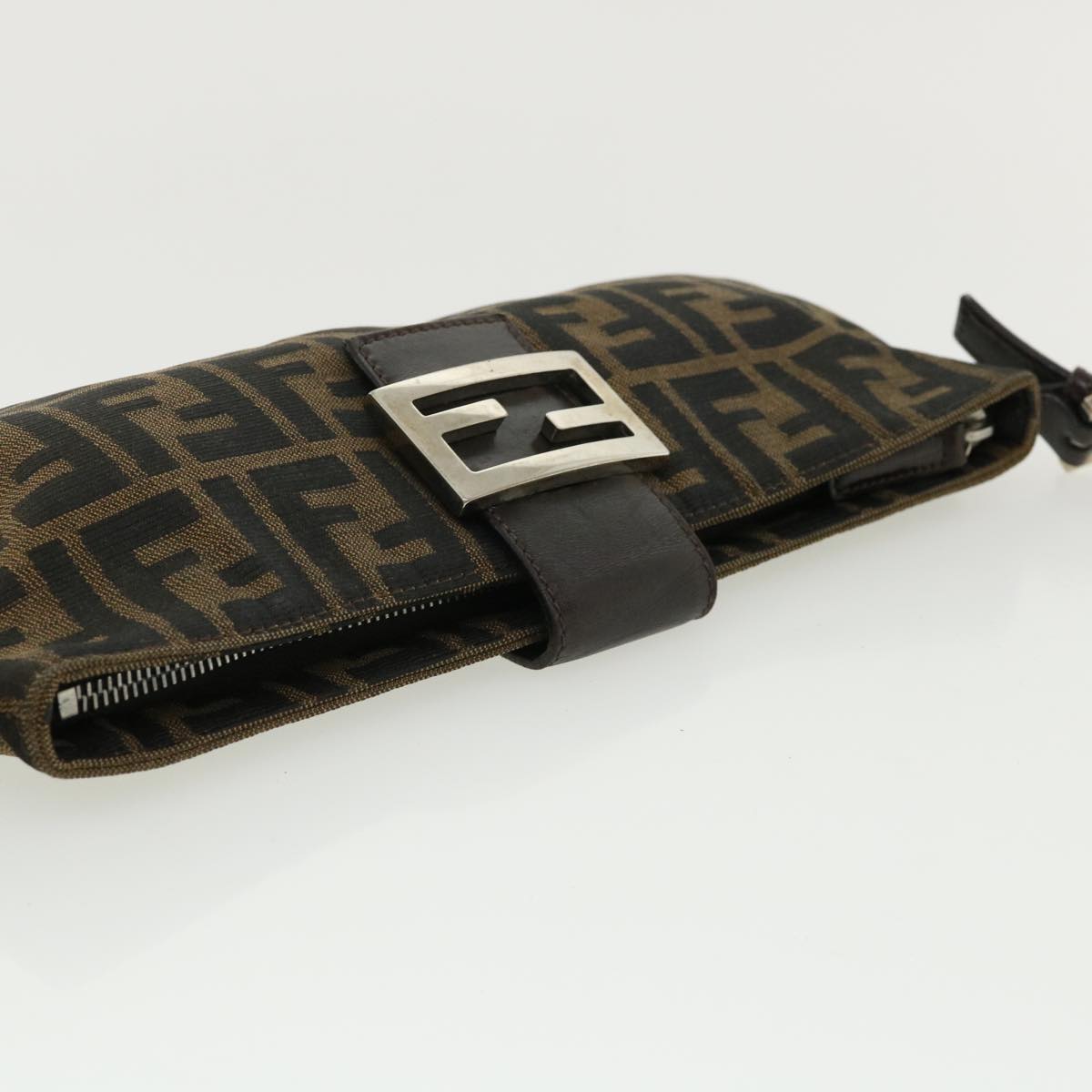 FENDI Zucca Canvas Shoulder Bag Brown Black rd4161