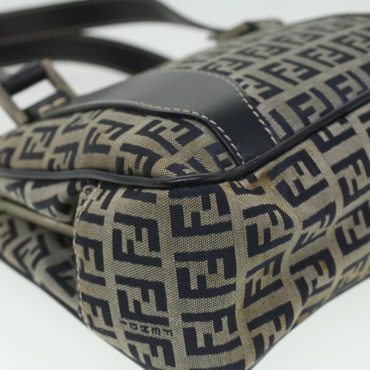 FENDI Zucchino Canvas Hand Bag Navy rd4260