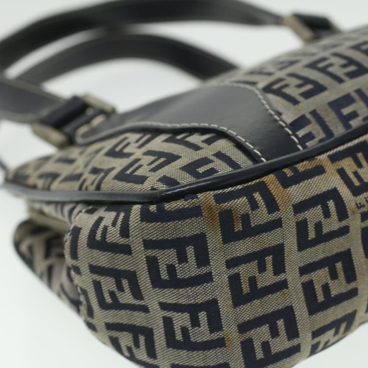 FENDI Zucchino Canvas Hand Bag Navy rd4260