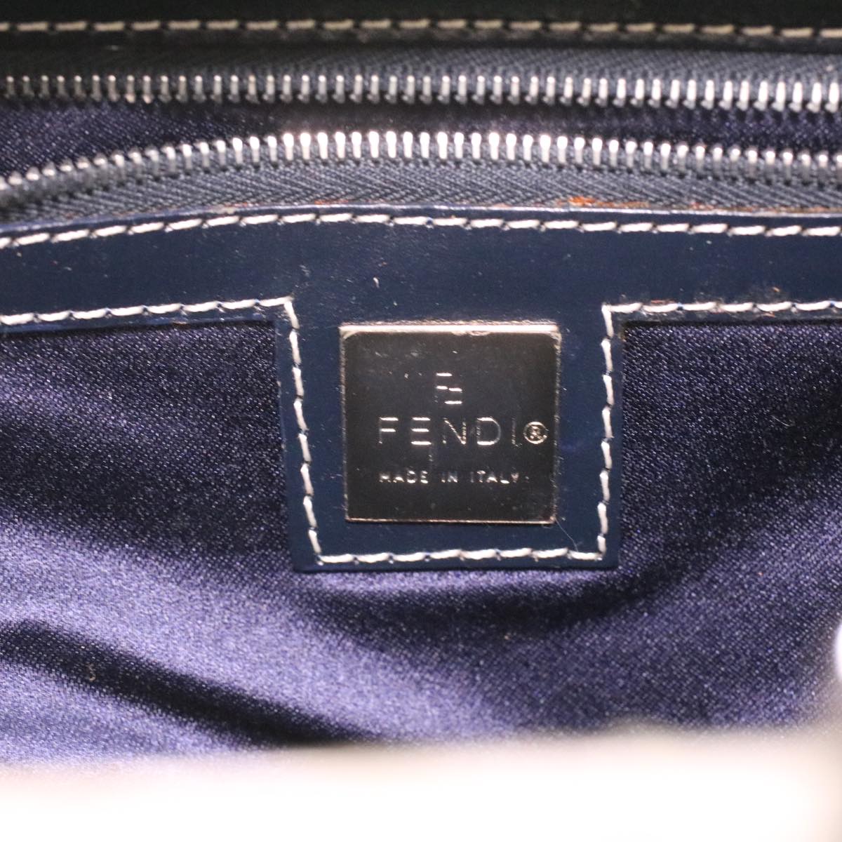 FENDI Zucchino Canvas Hand Bag Navy rd4260
