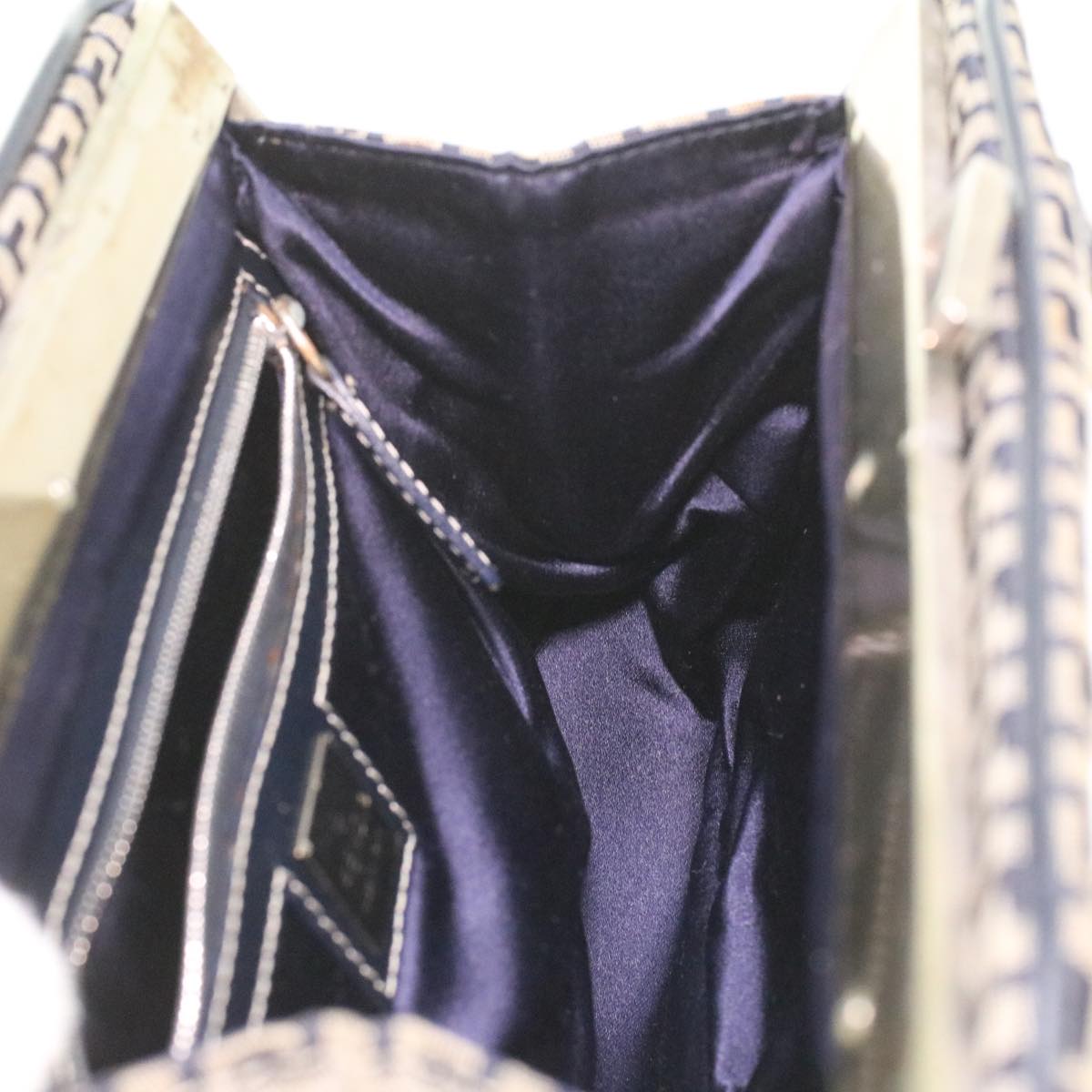FENDI Zucchino Canvas Hand Bag Navy rd4260