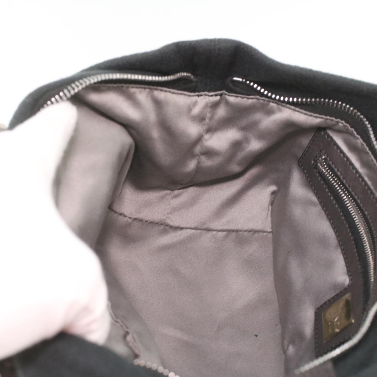 FENDI Hand Bag Wool Black rd4314