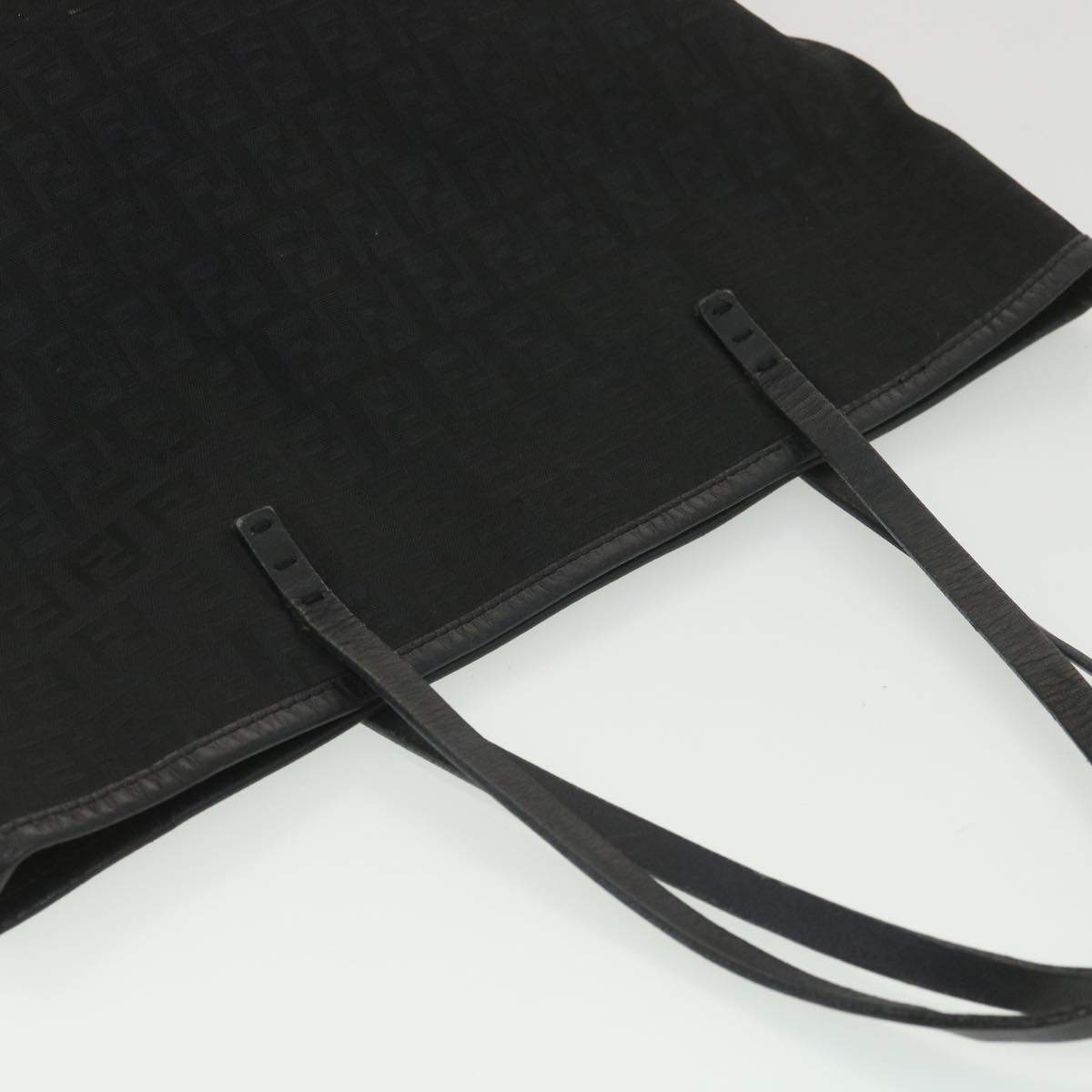FENDI Zucchino Canvas Shoulder Bag Black rd4347
