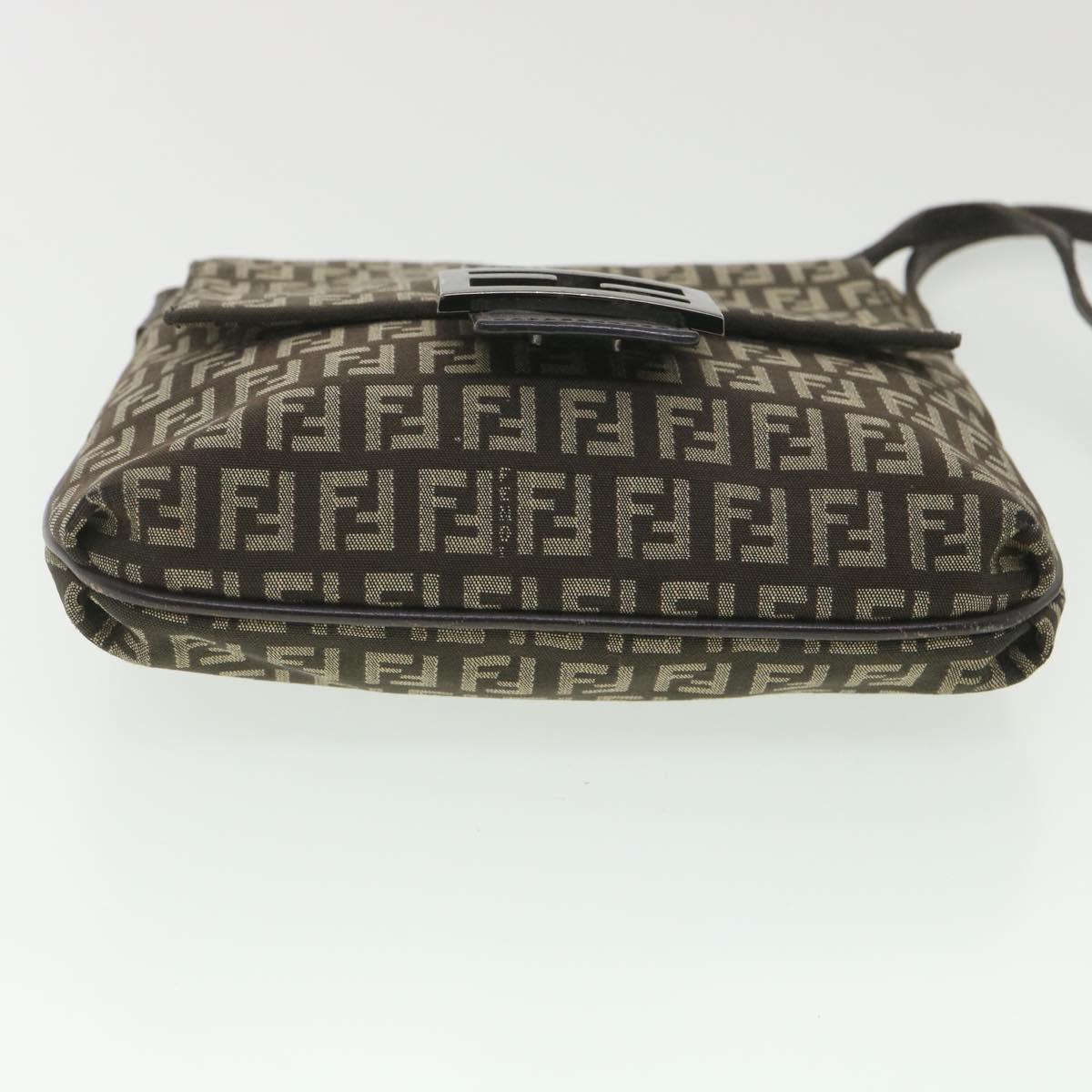 FENDI Zucchino Canvas Shoulder Bag Brown Beige rd4369