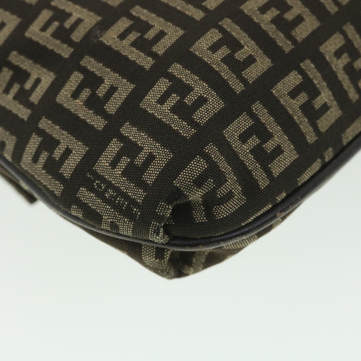 FENDI Zucchino Canvas Shoulder Bag Brown Beige rd4369
