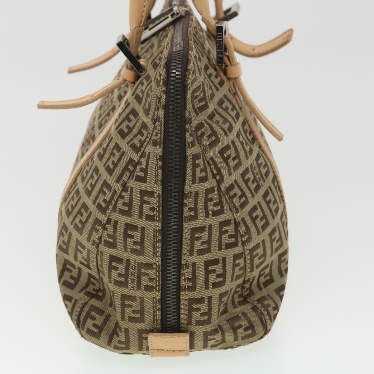 FENDI Zucchino Canvas Shoulder Bag Brown Beige rd4382