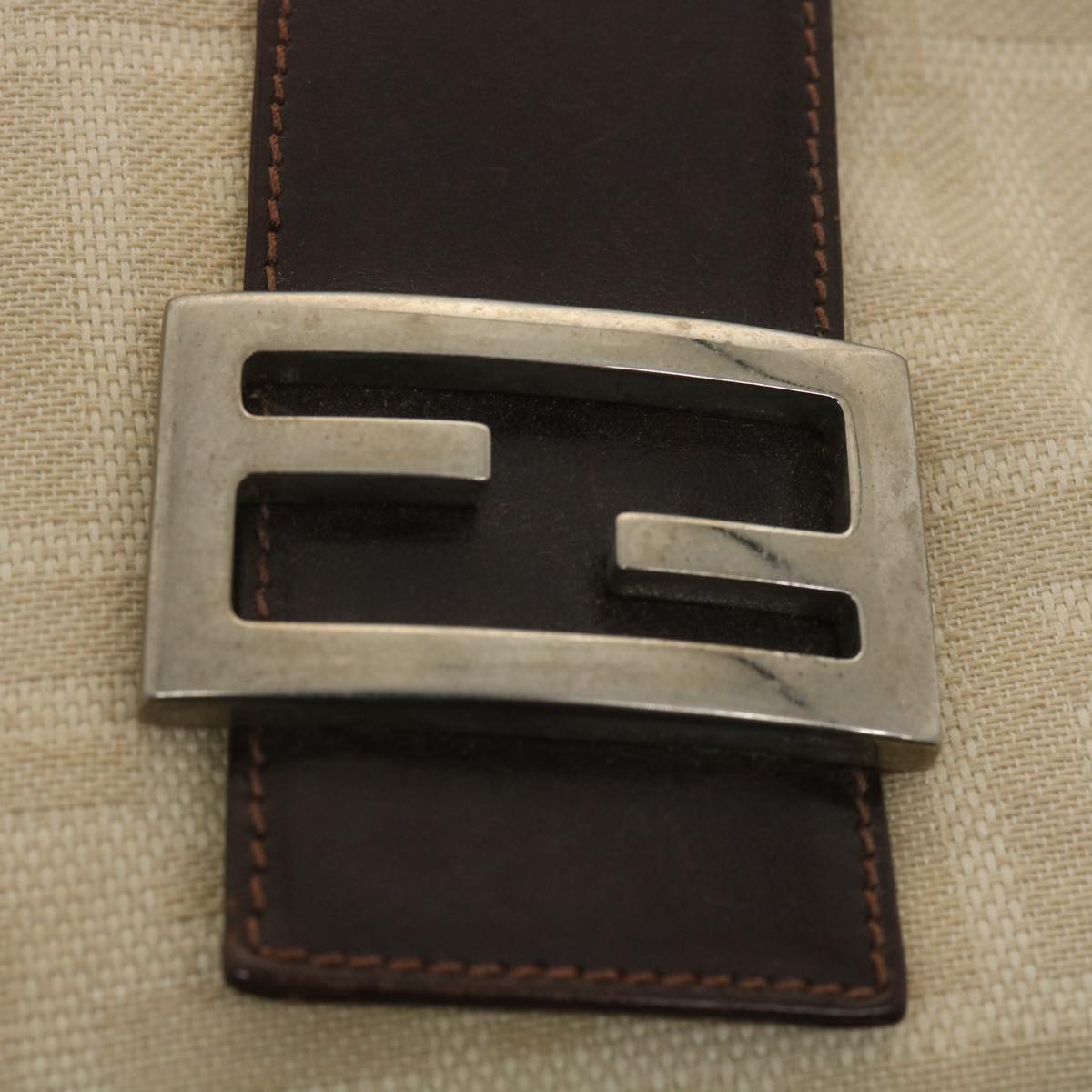 FENDI Zucca Canvas Mamma Baguette Shoulder Bag Beige rd4393