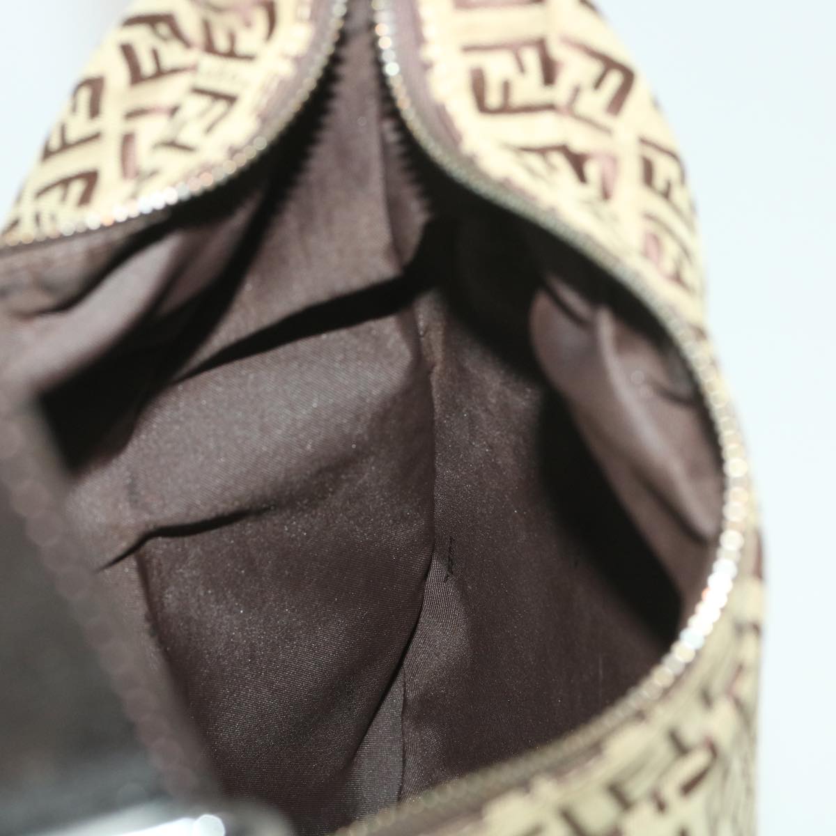 FENDI Zucchino Canvas Shoulder Bag Brown rd4451