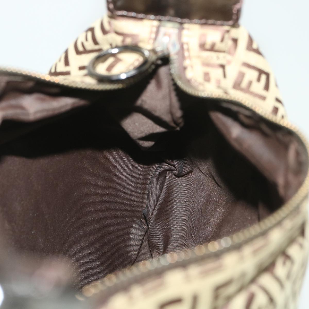 FENDI Zucchino Canvas Shoulder Bag Brown rd4451