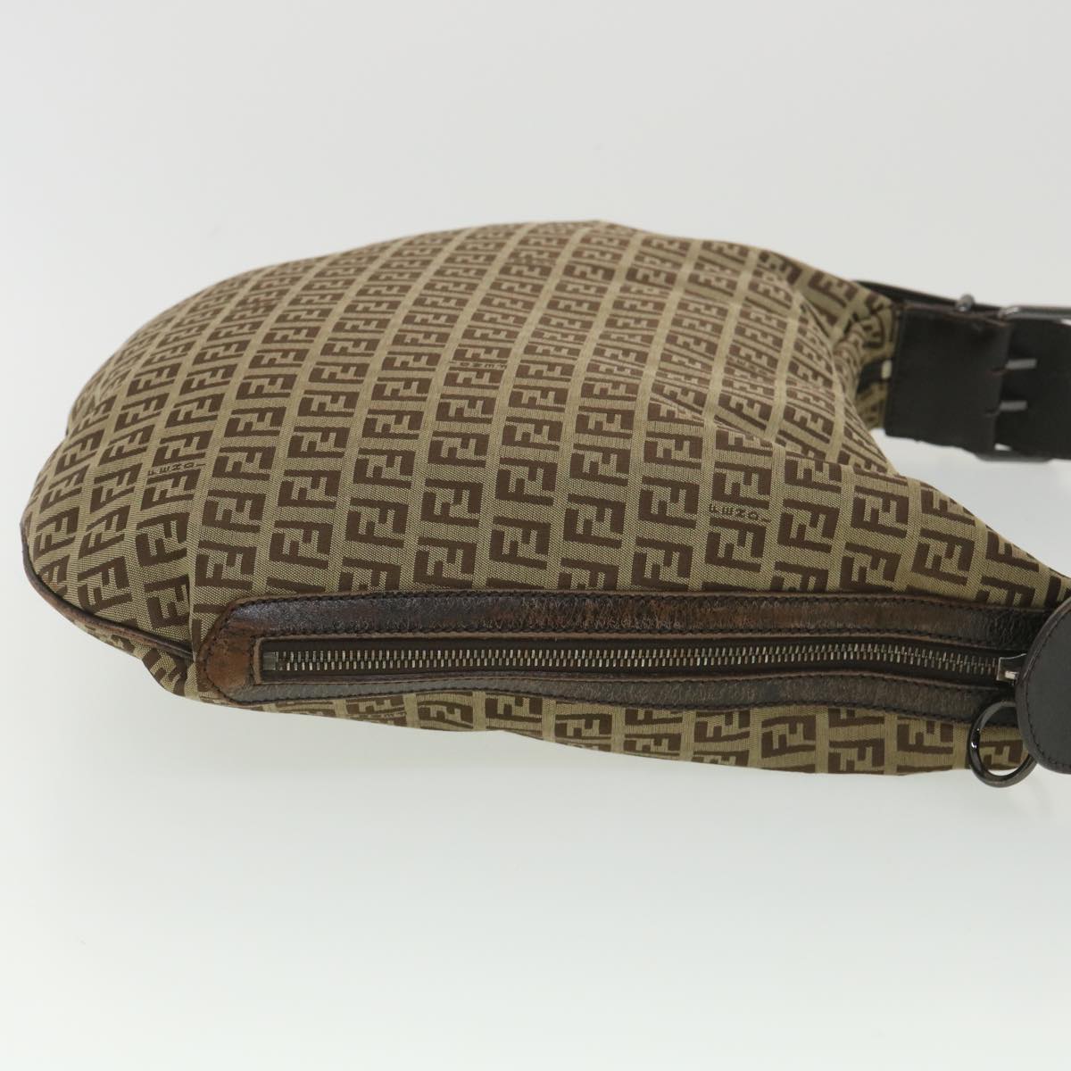 FENDI Zucchino Canvas Shoulder Bag Brown rd4451
