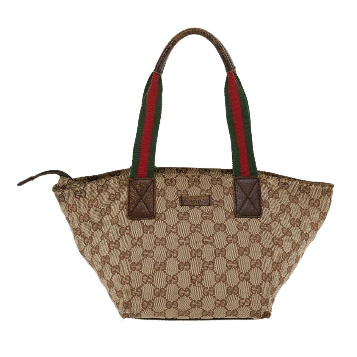 GUCCI Web Sherry Line GG Canvas Hand Bag Beige Green Red 214397 rd4468