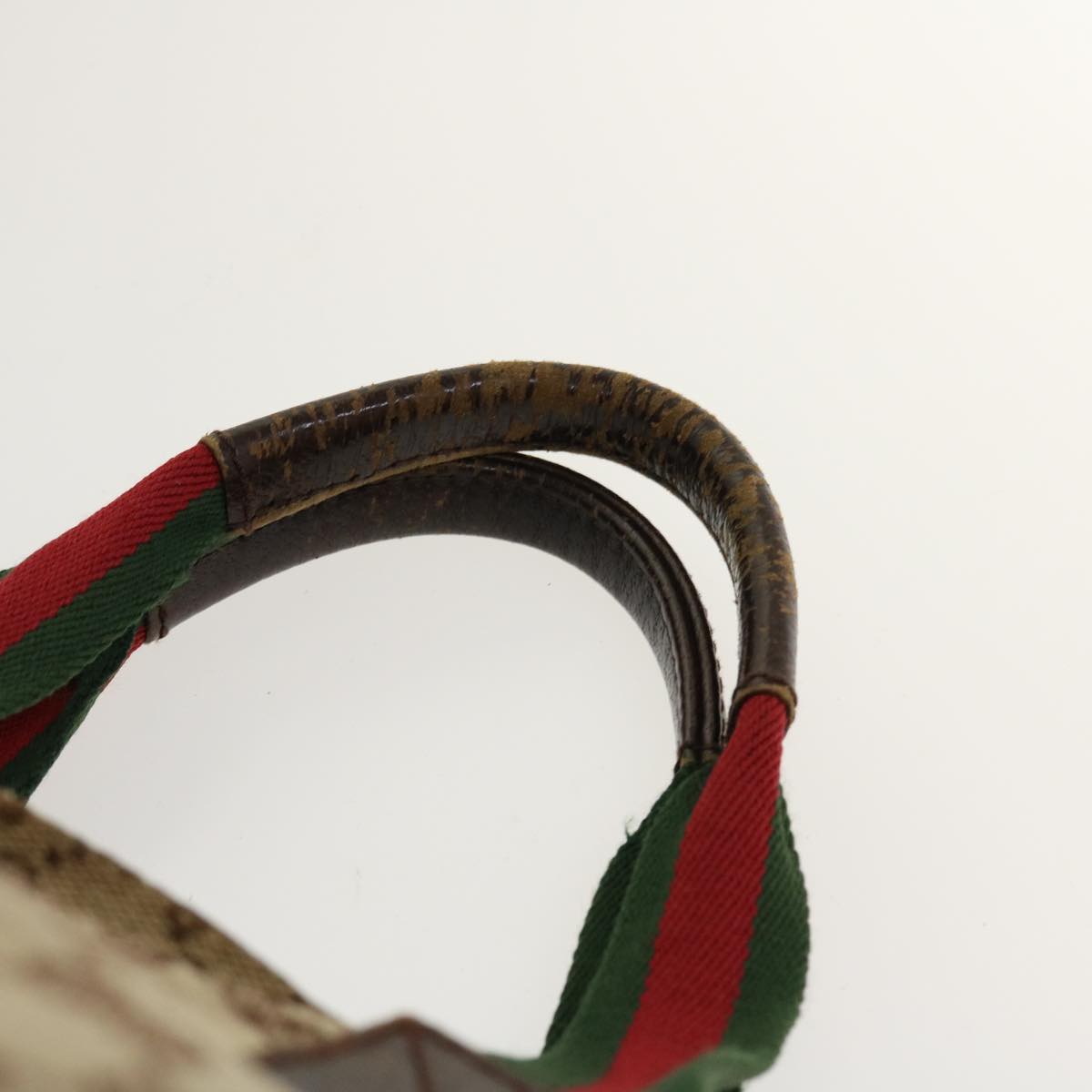 GUCCI Web Sherry Line GG Canvas Hand Bag Beige Green Red 214397 rd4468