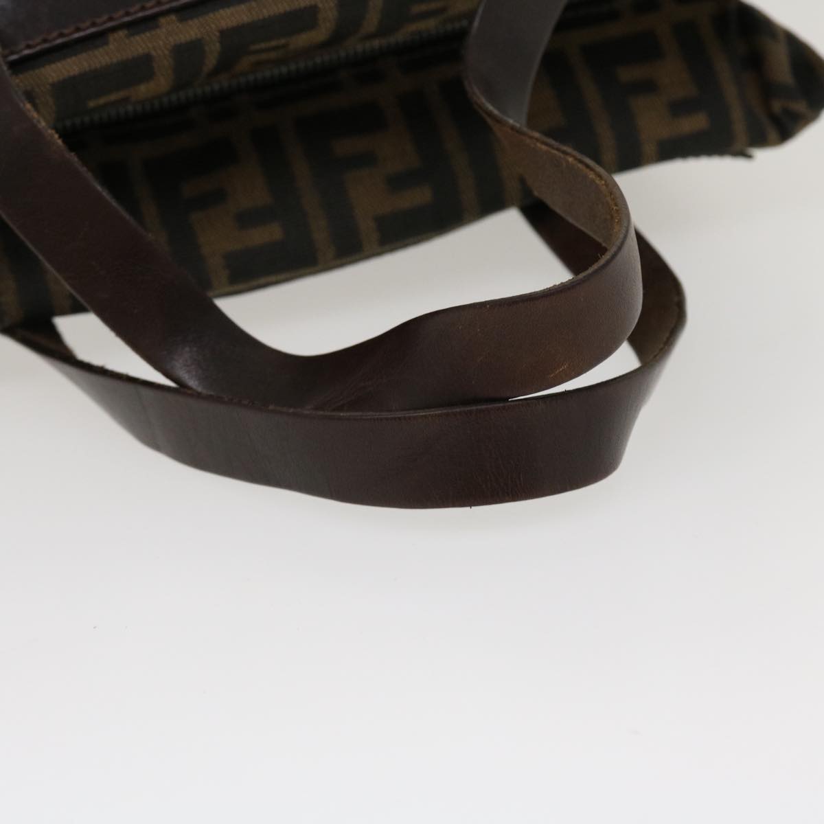 FENDI Zucca Canvas Hand Bag Nylon Brown Black rd4508