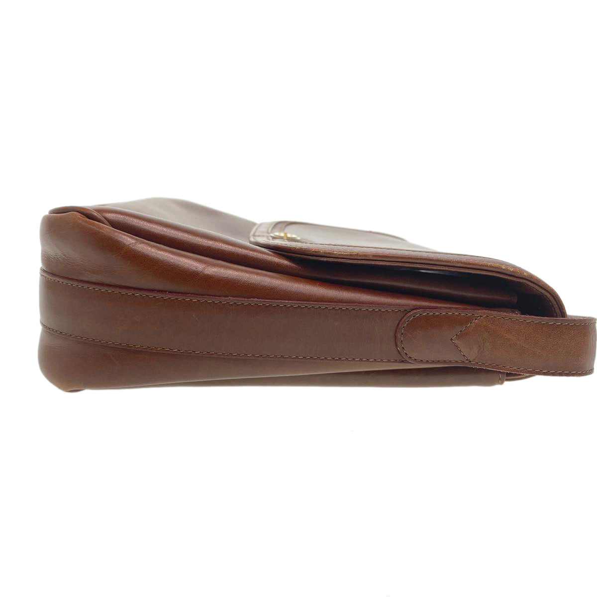 GUCCI Leather Shoulder Bag Brown rd458