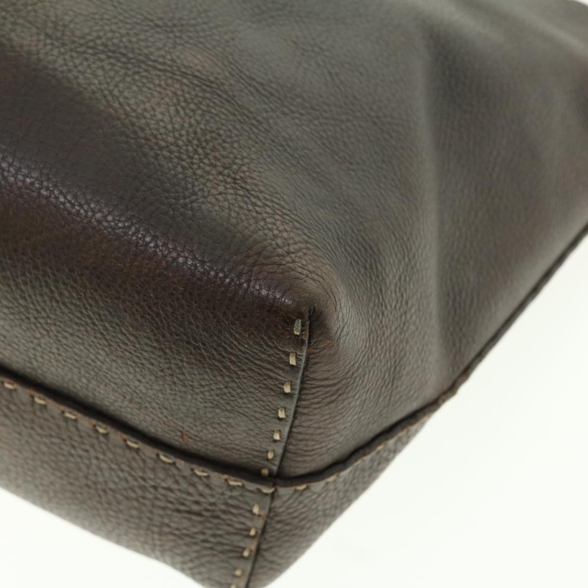 FENDI Tote Bag Leather Brown rd4683