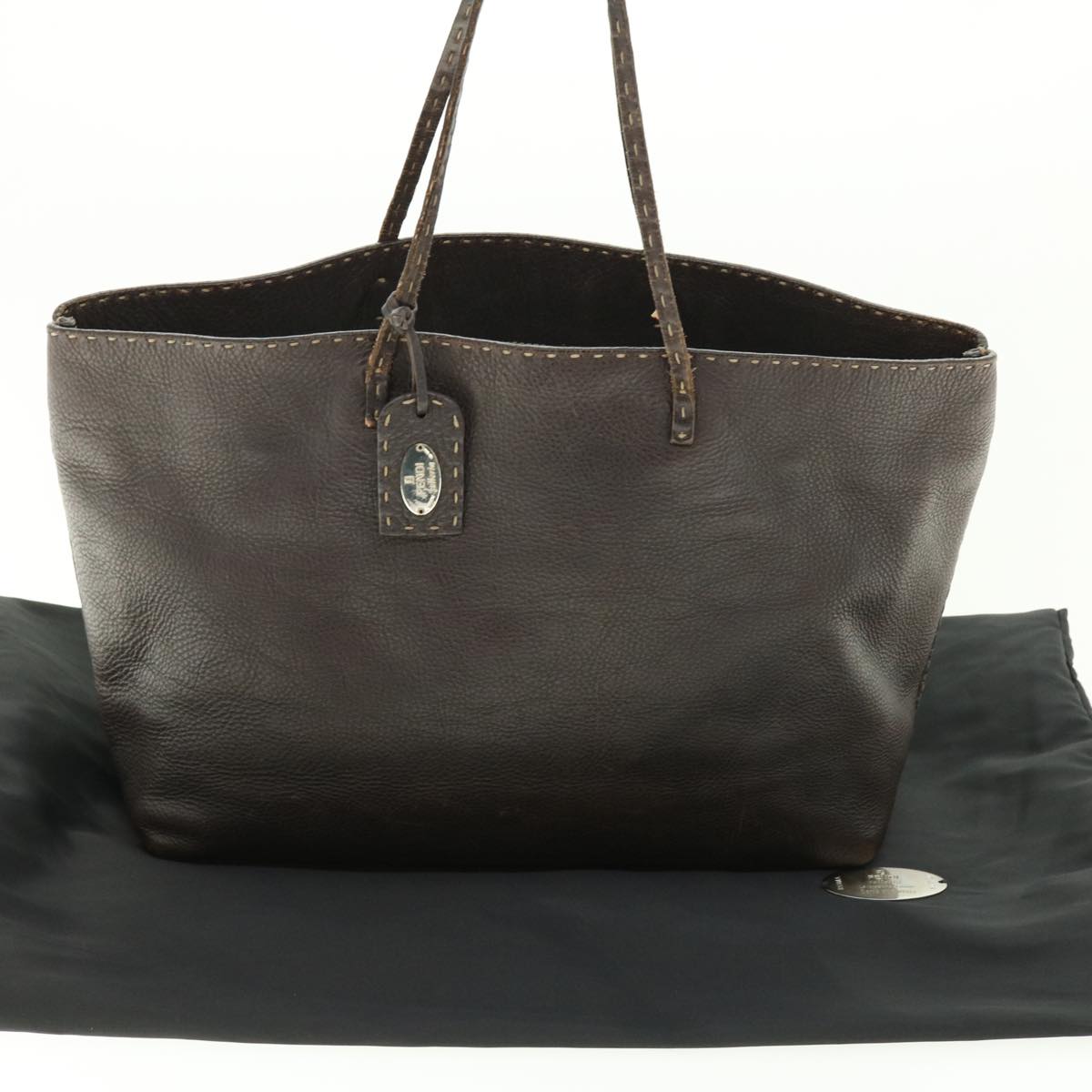 FENDI Tote Bag Leather Brown rd4683