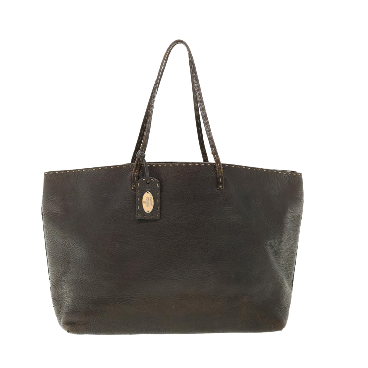 FENDI Tote Bag Leather Brown rd4683