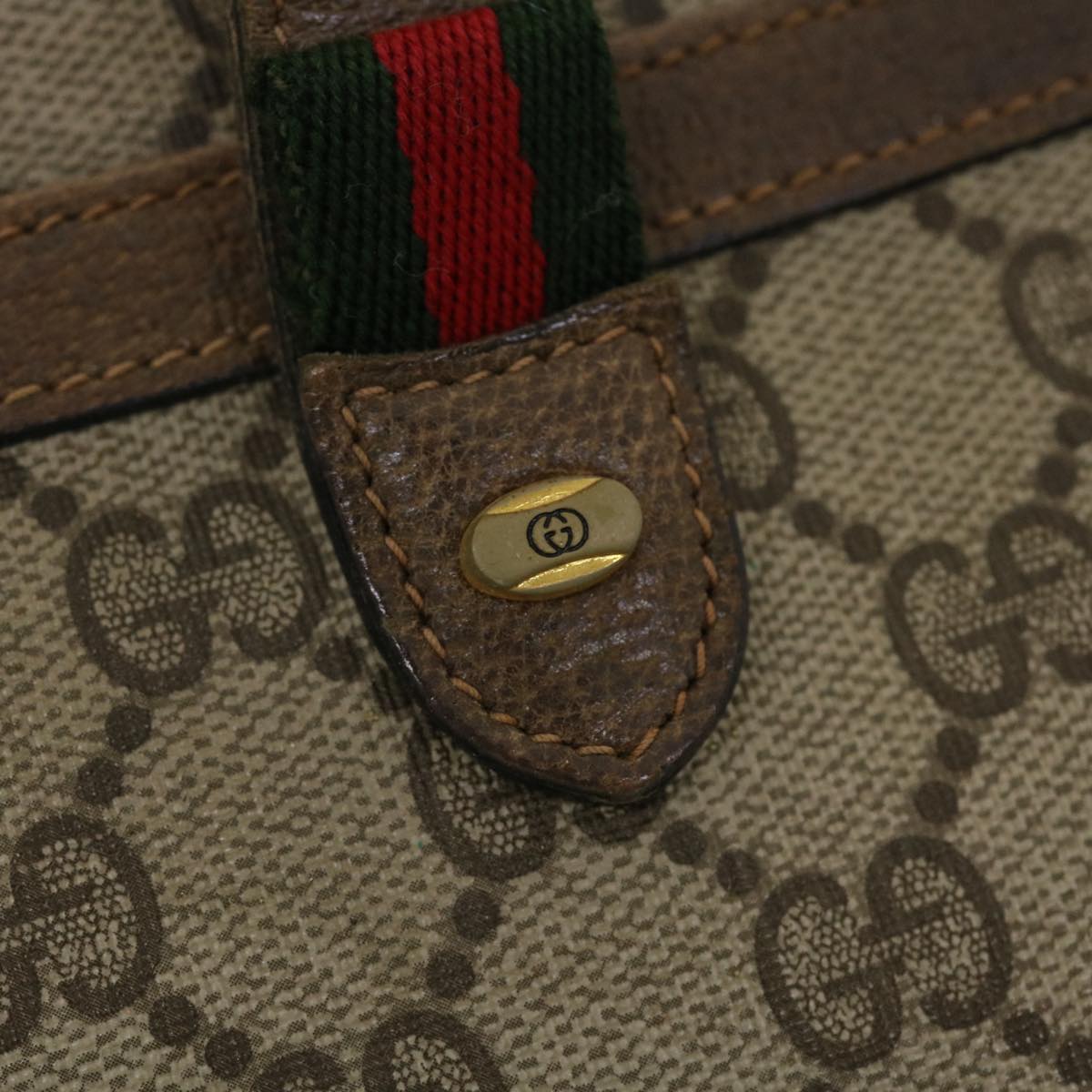 GUCCI GG Canvas Web Sherry Line Hand Bag Beige Red Green 24.02.053 rd4756