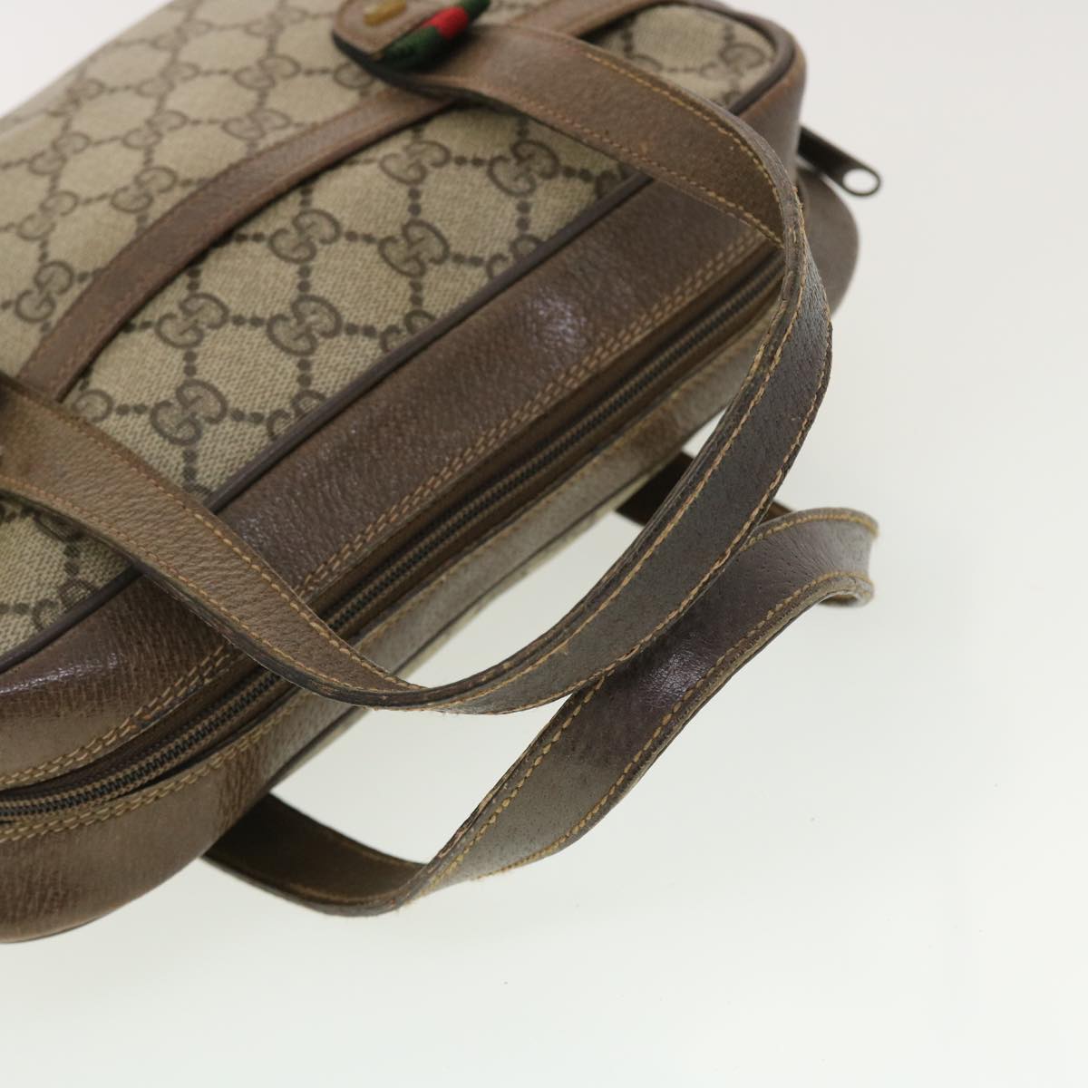 GUCCI GG Canvas Web Sherry Line Hand Bag Beige Red Green 24.02.053 rd4756
