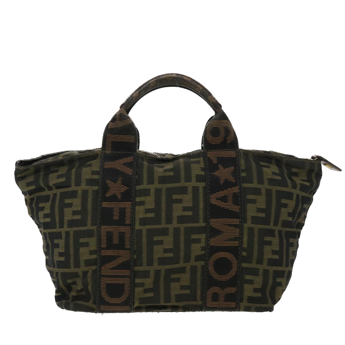 FENDI Zucca Canvas Hand Bag Black Brown rd4762
