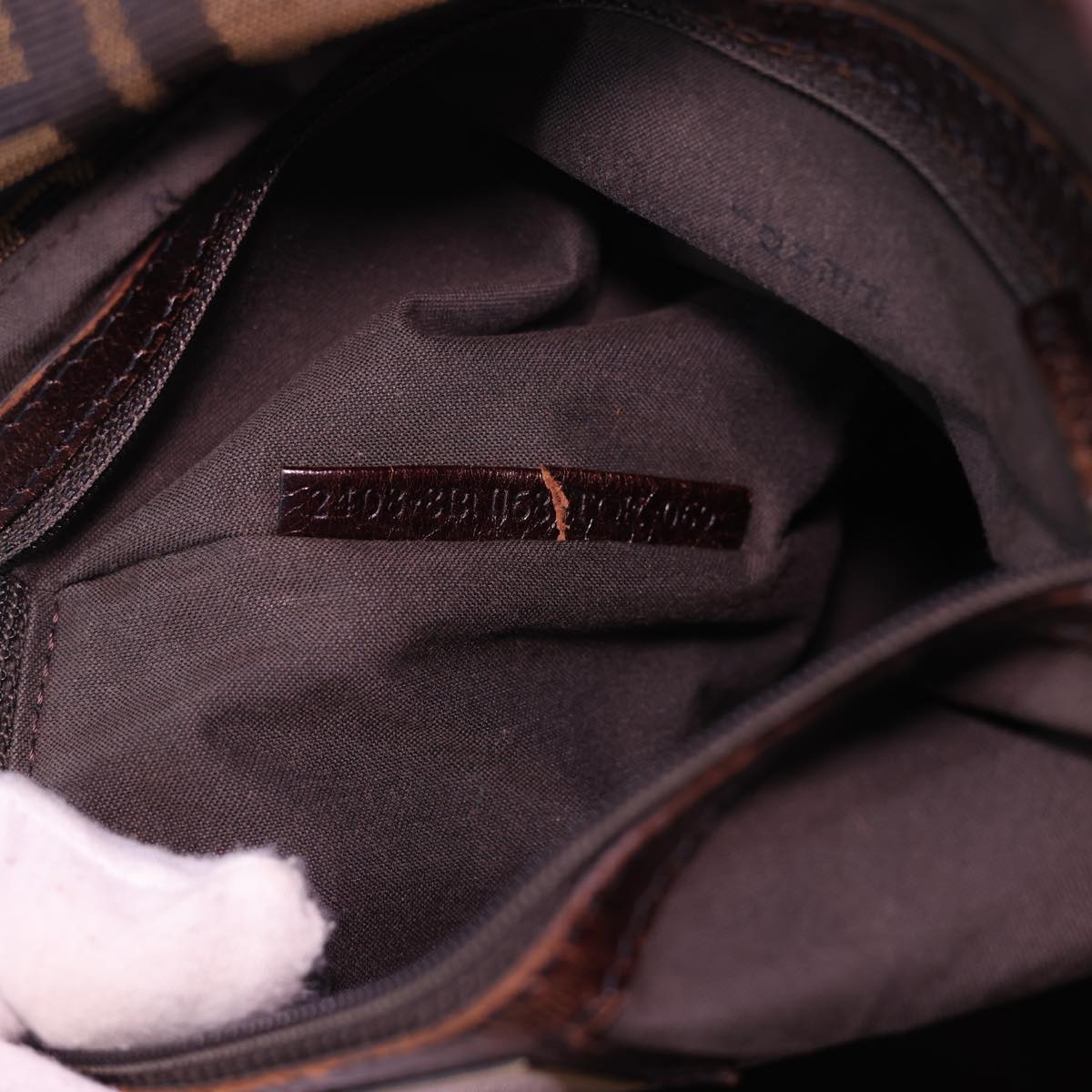 FENDI Zucca Canvas Tote Bag Nylon Brown Black rd4786