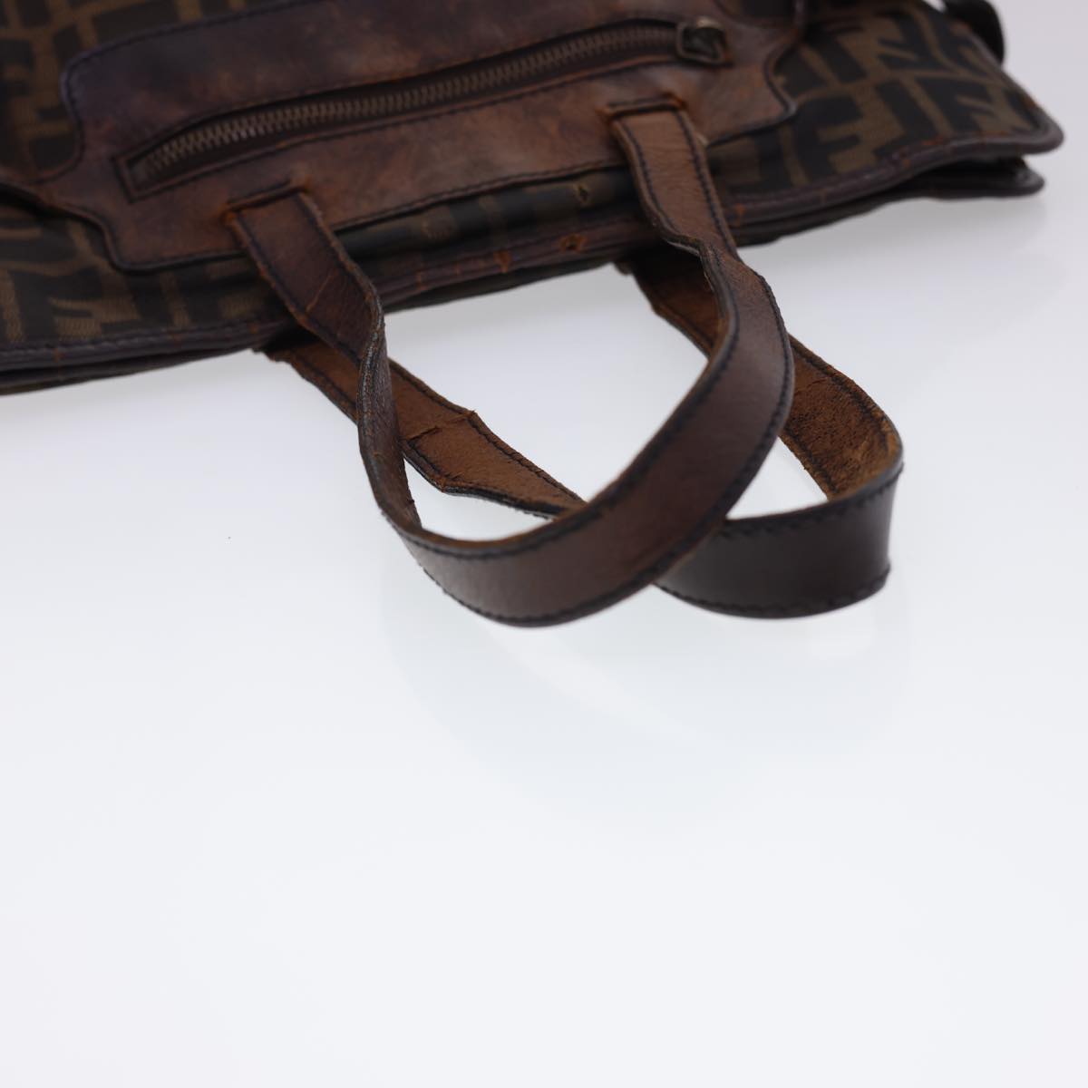 FENDI Zucca Canvas Tote Bag Nylon Brown Black rd4786