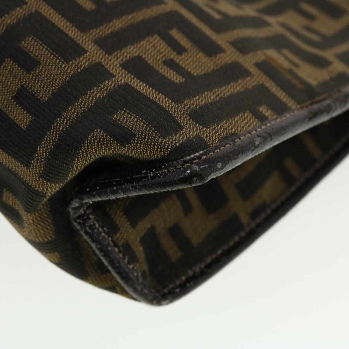 FENDI Zucca Canvas Clutch Bag Black Brown rd4921