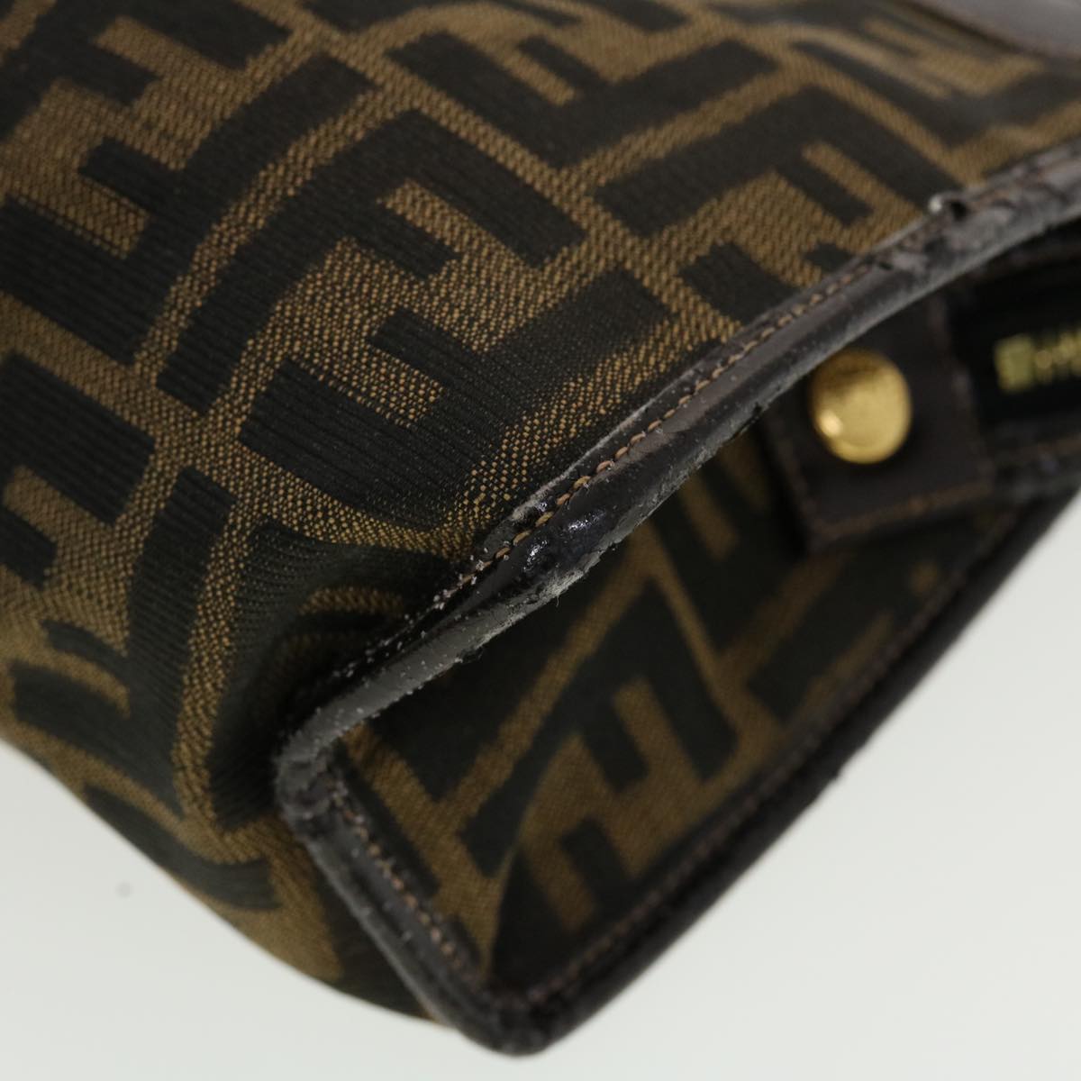FENDI Zucca Canvas Clutch Bag Black Brown rd4921