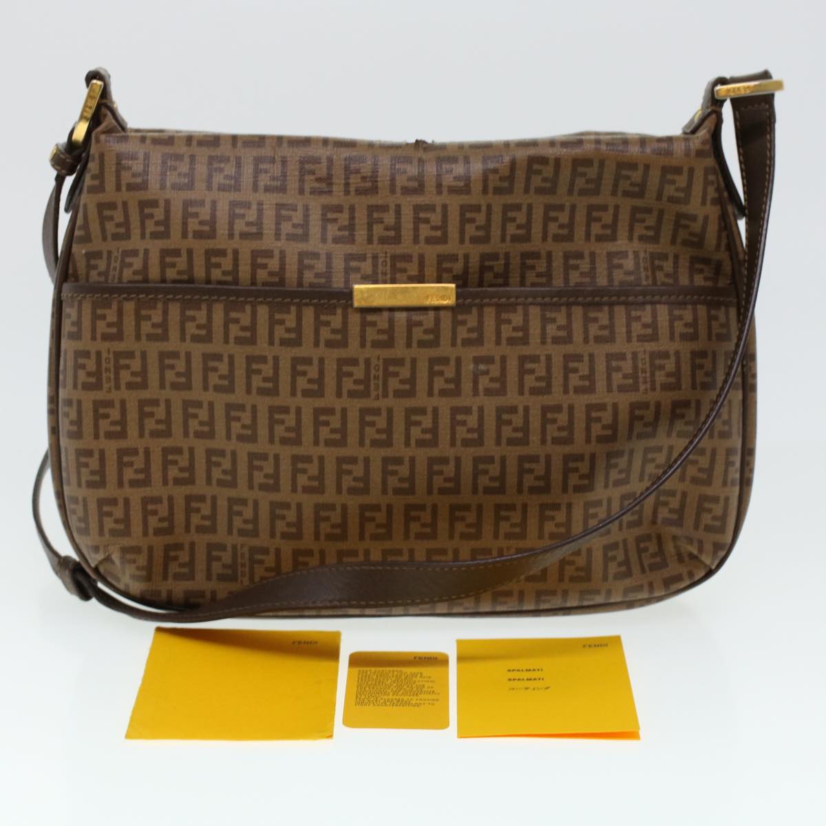 FENDI Zucchino Canvas Shoulder Bag Brown 8BT206-FB5 129-2580 rd4934
