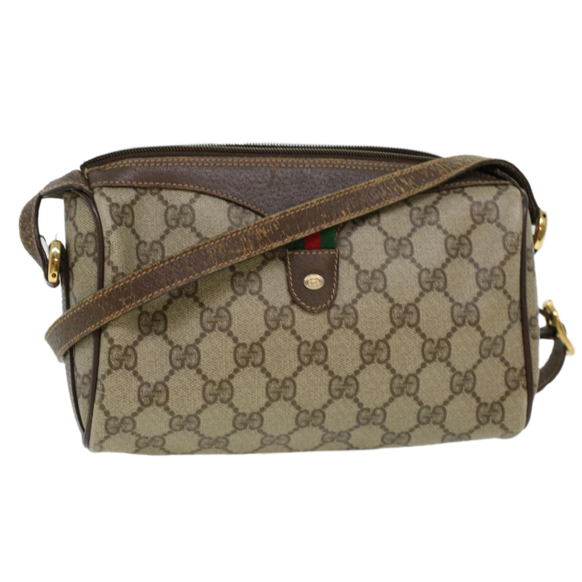 GUCCI GG Canvas Web Sherry Line Shoulder Bag Beige Red 89.02.018 rd4964