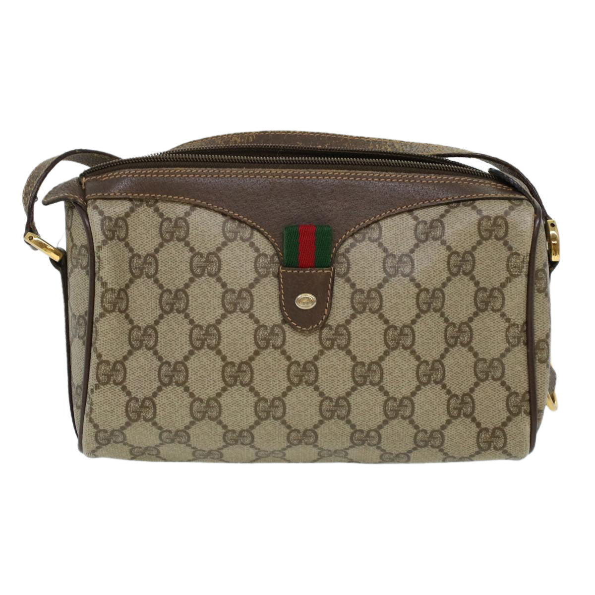 GUCCI GG Canvas Web Sherry Line Shoulder Bag Beige Red 89.02.018 rd4964