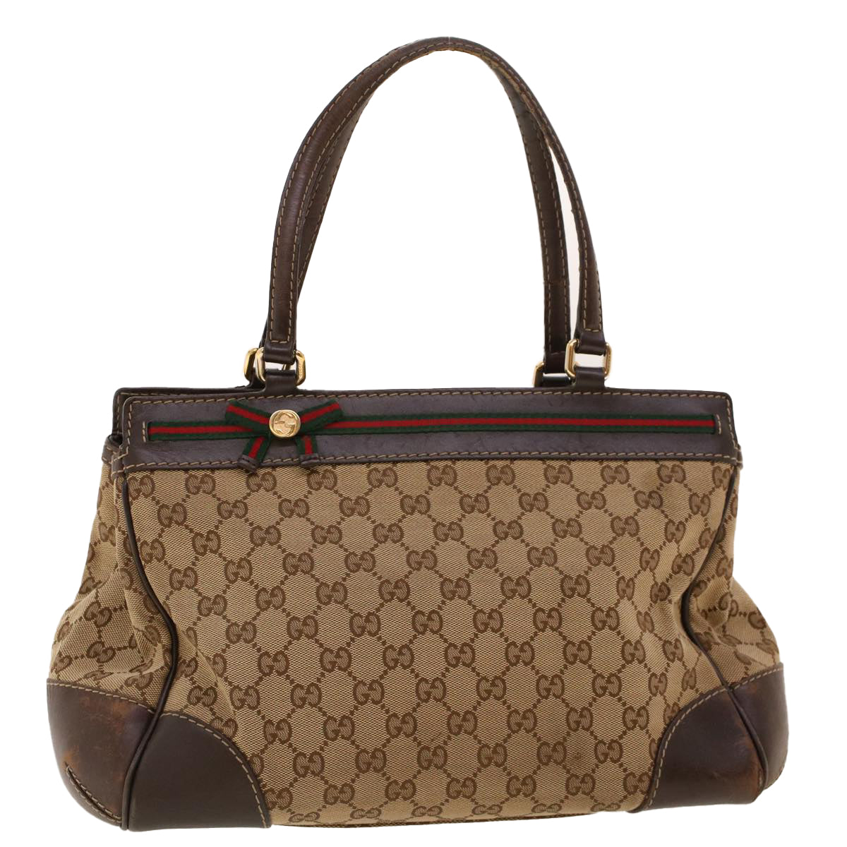 GUCCI GG Canvas Web Sherry Line Tote Bag Beige Green Red 257063 rd5144