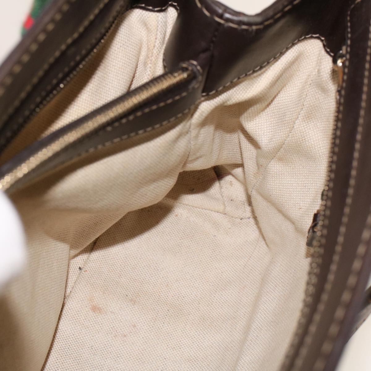 GUCCI GG Canvas Web Sherry Line Tote Bag Beige Green Red 257063 rd5144