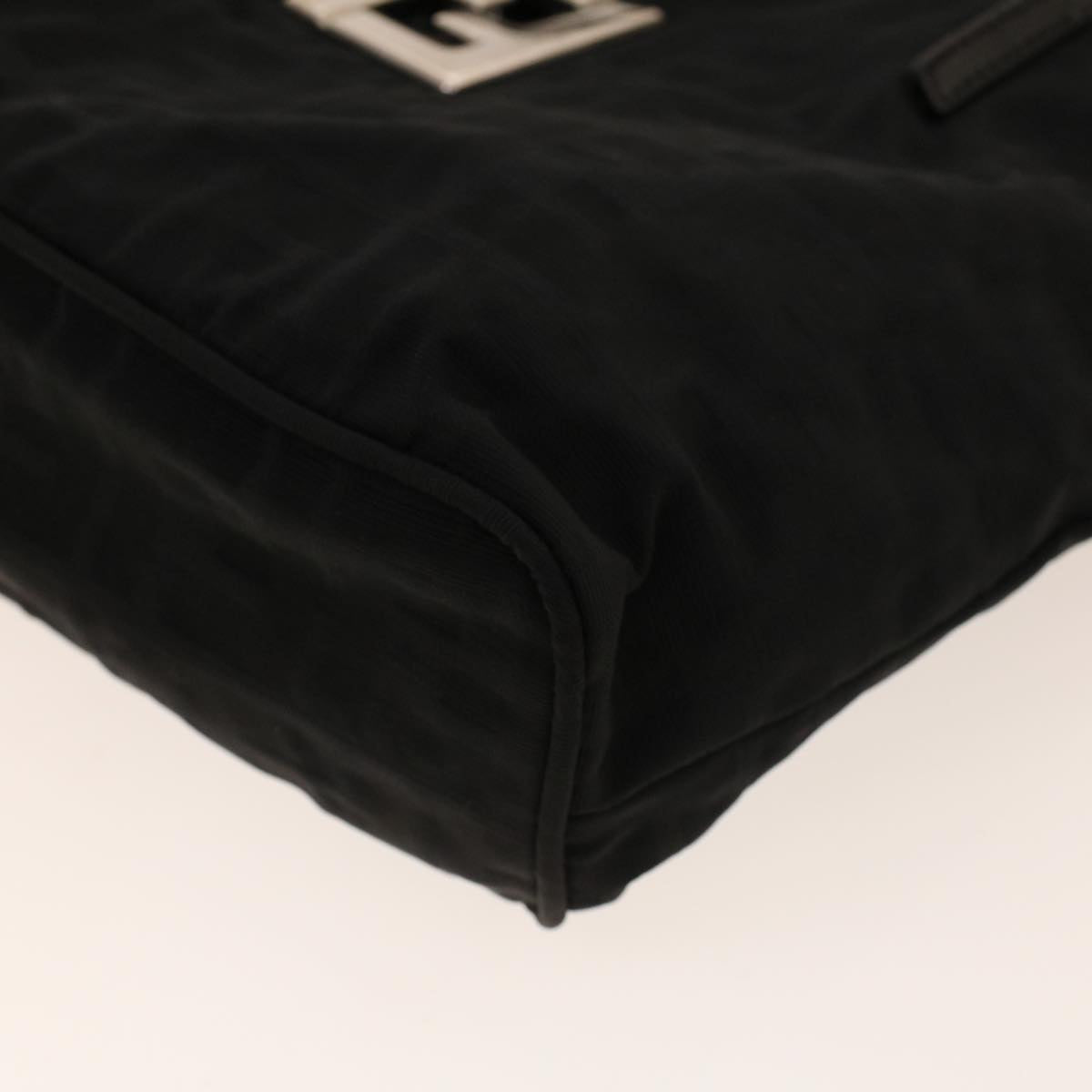 FENDI Zucchino Canvas Shoulder Bag Black rd5155