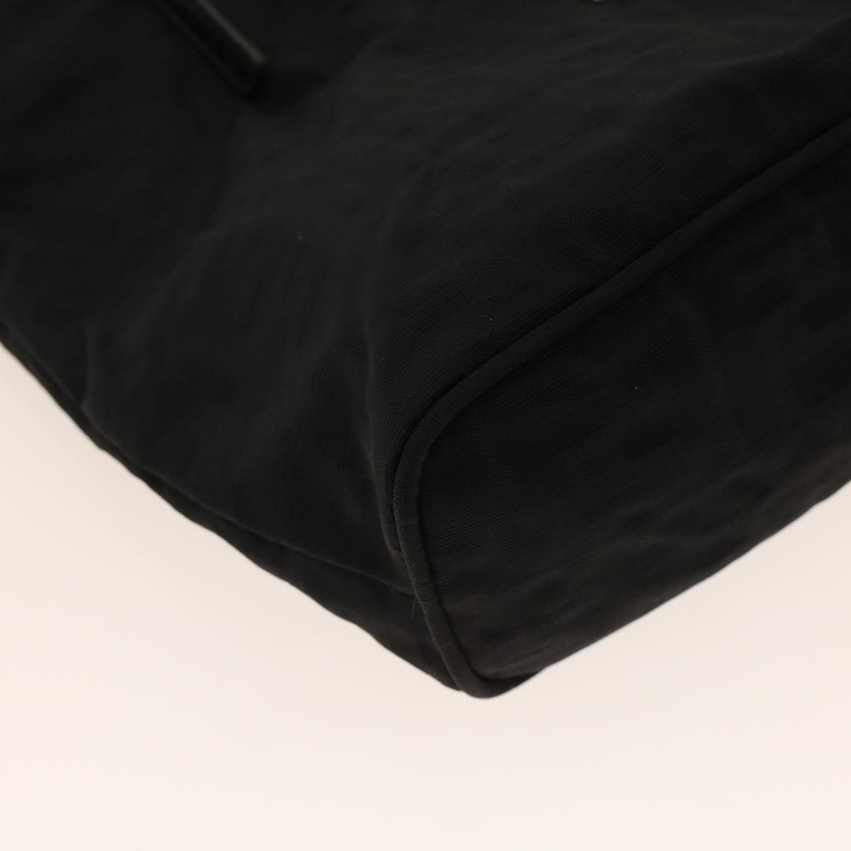 FENDI Zucchino Canvas Shoulder Bag Black rd5155