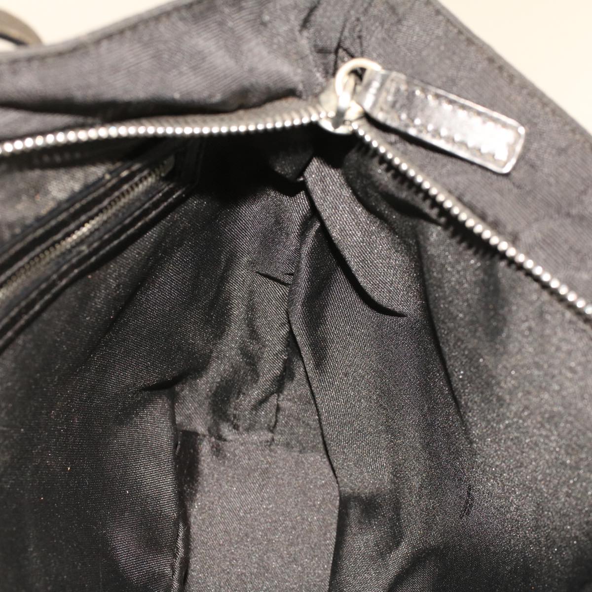 FENDI Zucchino Canvas Shoulder Bag Black rd5155