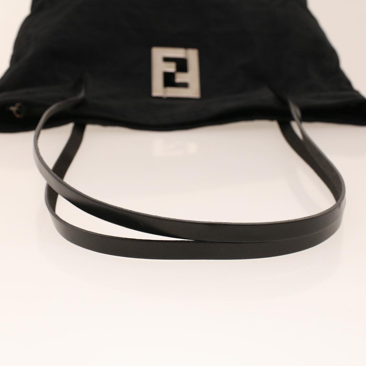 FENDI Zucchino Canvas Shoulder Bag Black rd5155