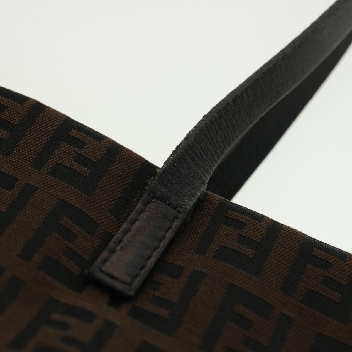 FENDI Zucchino Canvas Tote Bag Black Brown rd5172