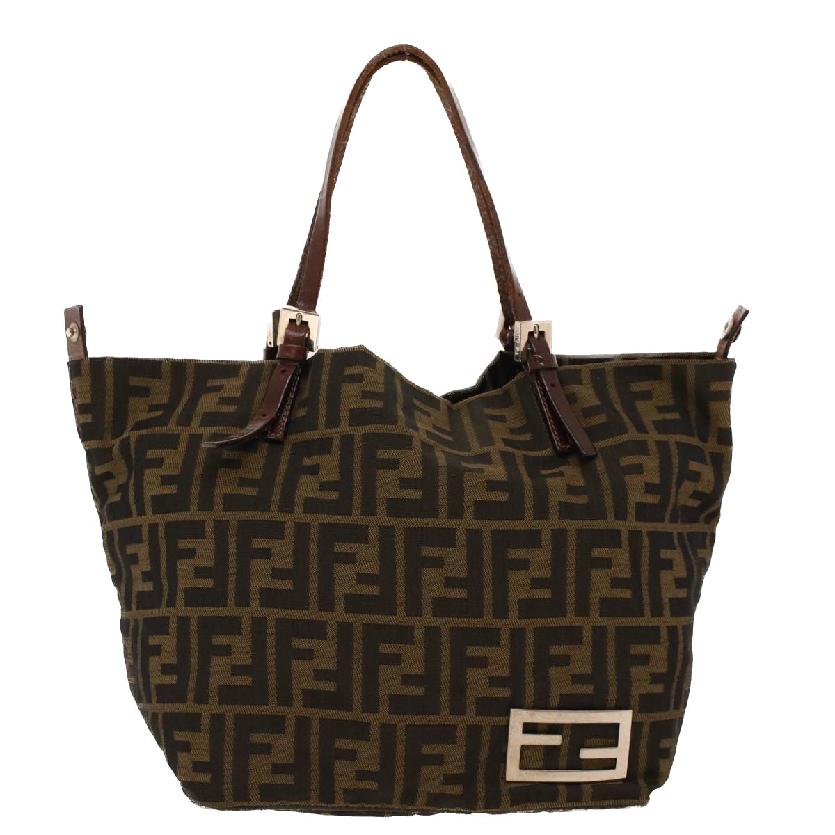 FENDI Zucca Canvas Hand Bag Black Brown 2220-26635-98 rd5177