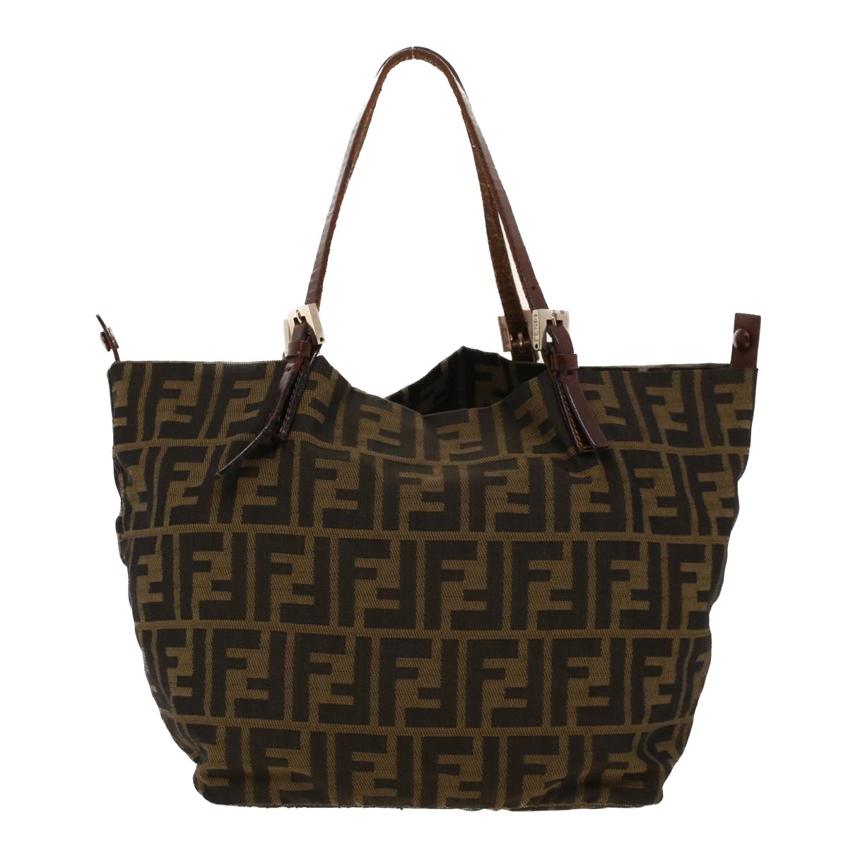 FENDI Zucca Canvas Hand Bag Black Brown 2220-26635-98 rd5177