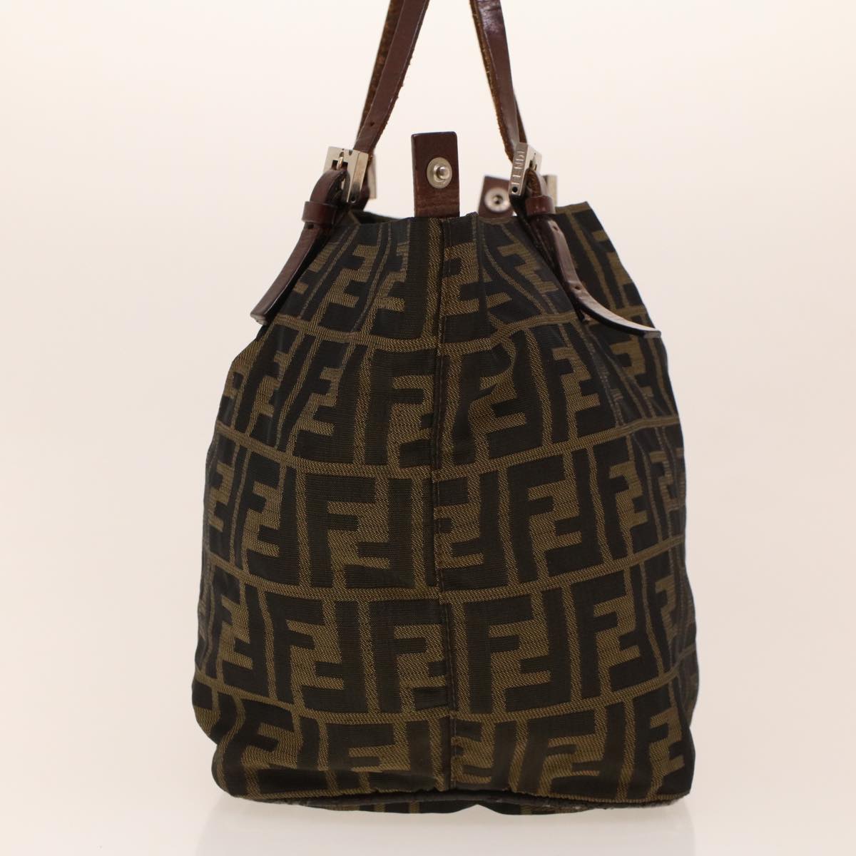 FENDI Zucca Canvas Hand Bag Black Brown 2220-26635-98 rd5177