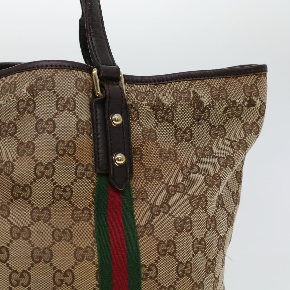 GUCCI GG Canvas Web Sherry Line Hand Bag 2Set Beige Red Green rd5183