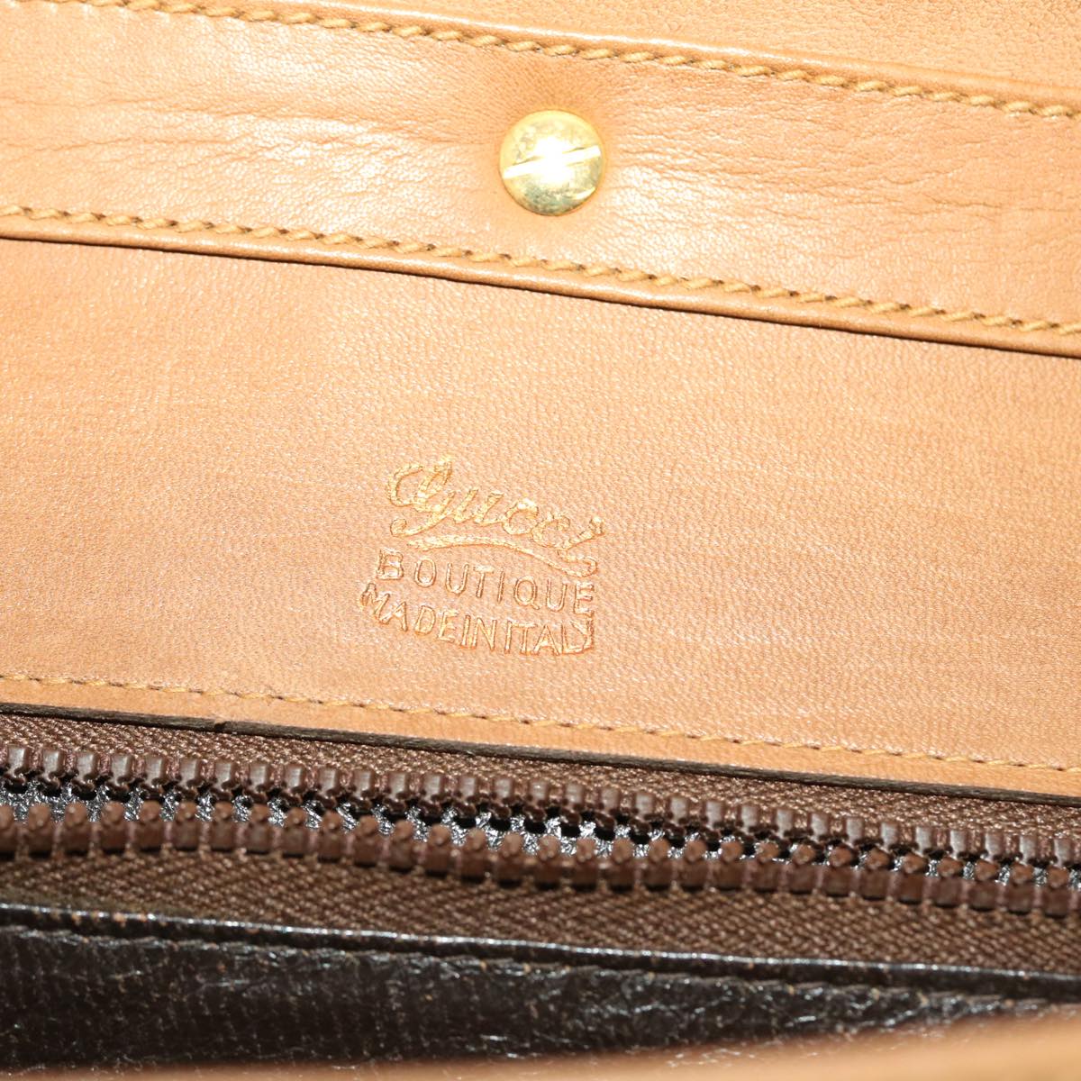GUCCI Web Sherry Line Shoulder Bag Leather Brown Red Green rd5248