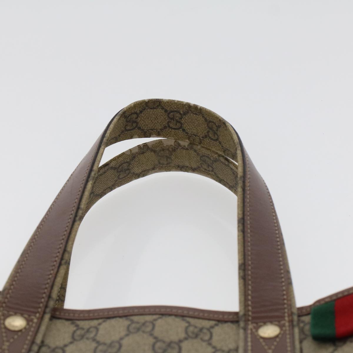 GUCCI GG Canvas Web Sherry Line Tote Bag Beige Red Green 211135 rd5255