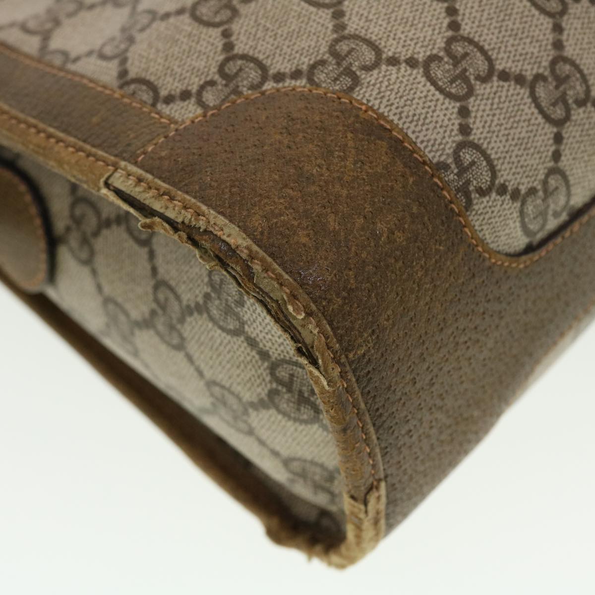 GUCCI GG Canvas Web Sherry Line Shoulder Bag PVC Leather Beige Green rd5263