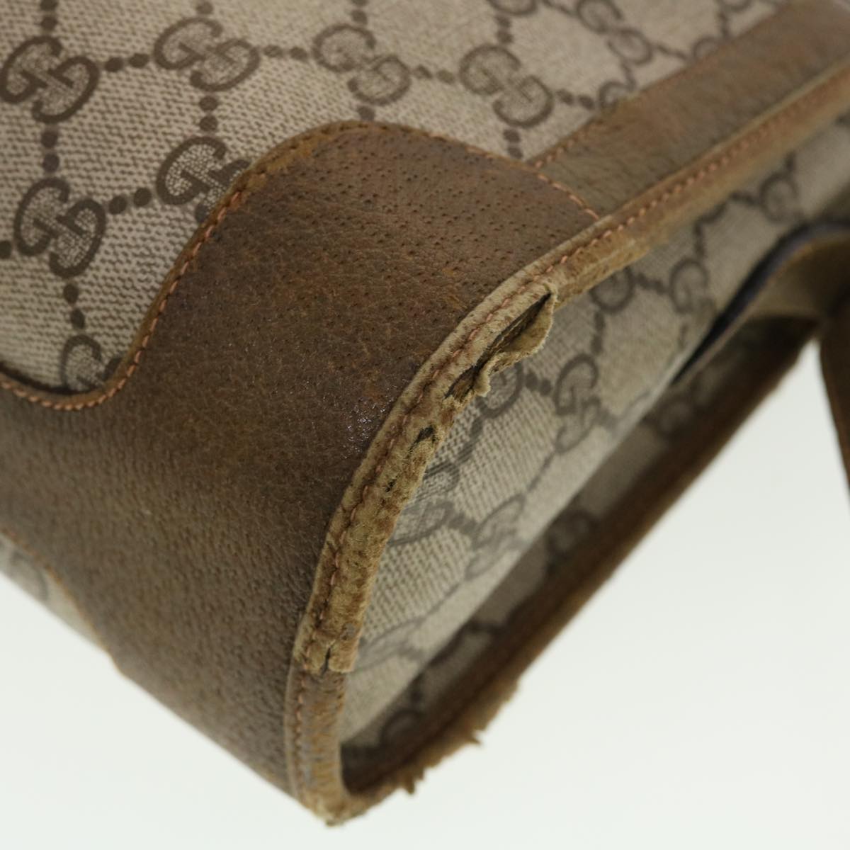 GUCCI GG Canvas Web Sherry Line Shoulder Bag PVC Leather Beige Green rd5263