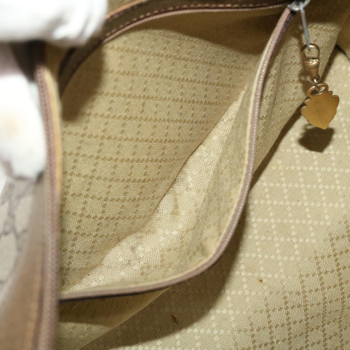 GUCCI GG Canvas Web Sherry Line Shoulder Bag PVC Leather Beige Green rd5263