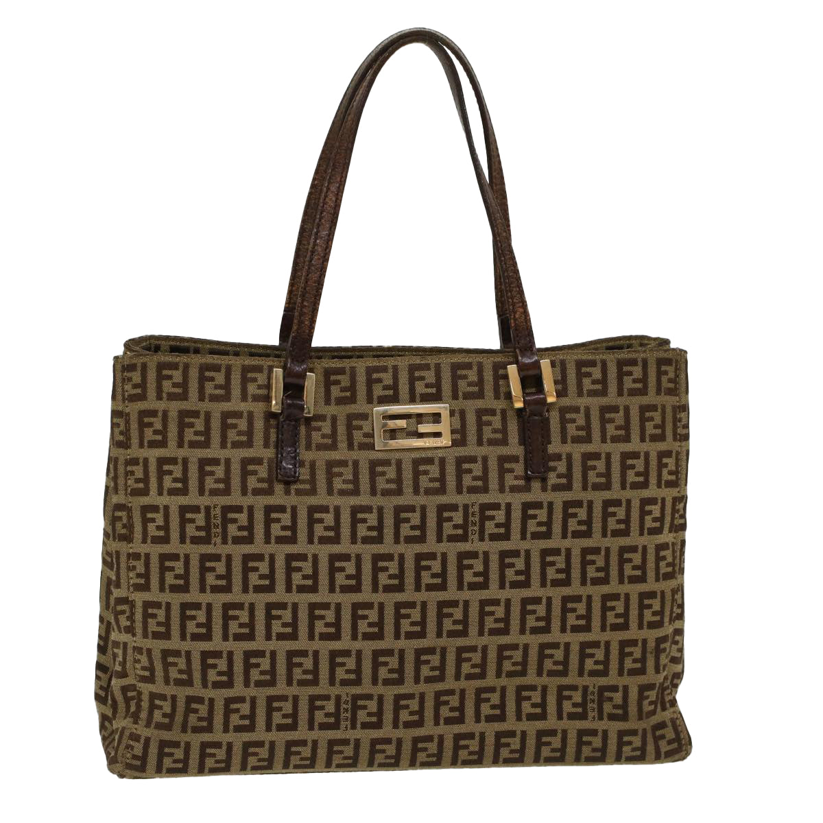 FENDI Zucchino Canvas Tote Bag Brown rd5439